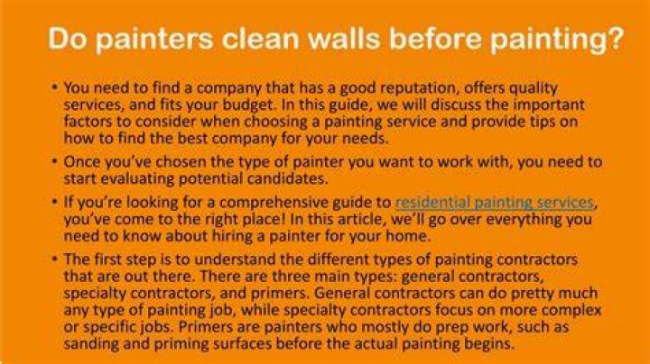 Do painters clean walls before painting?