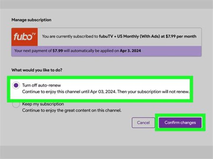 How do I change my FuboTV subscription on Roku?
