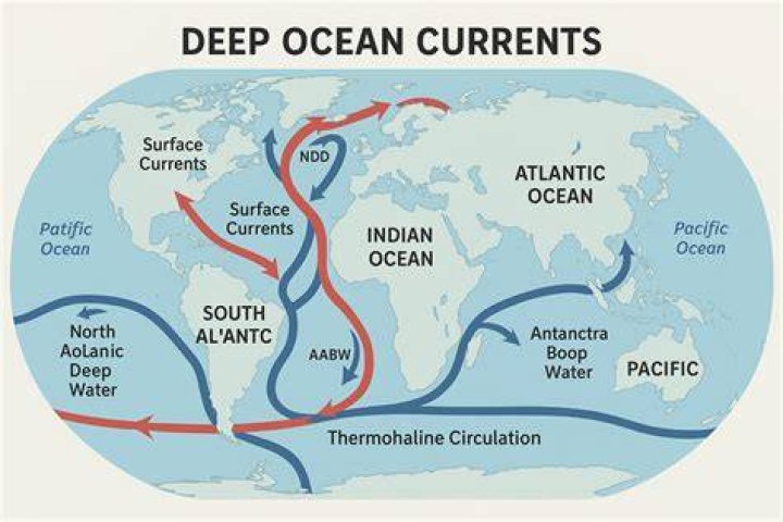 How do the ocean currents help distribute the sun's heat?