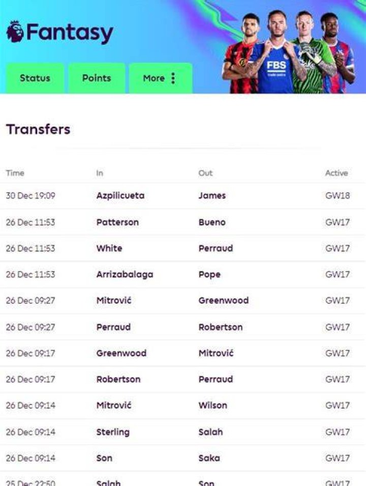 How do transfers work on fantasy football?