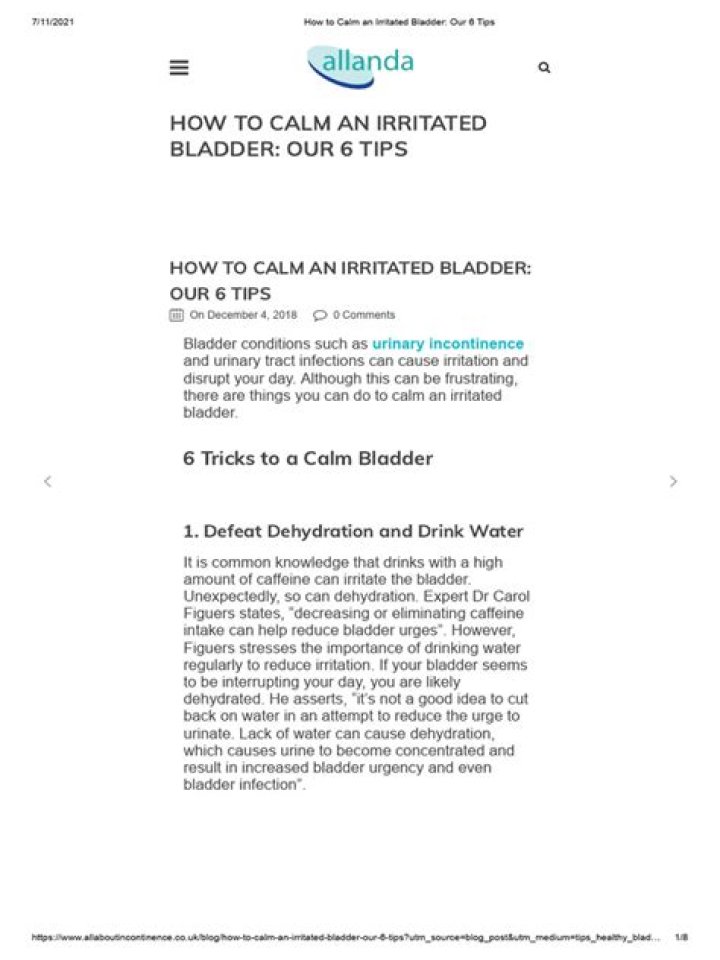 How do you calm an irritated bladder?