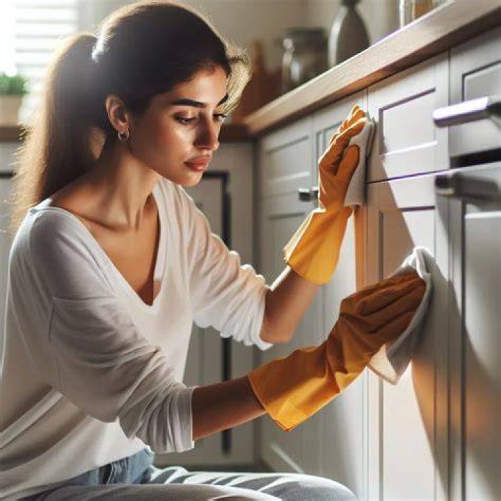 How do you clean white kitchen cabinets?