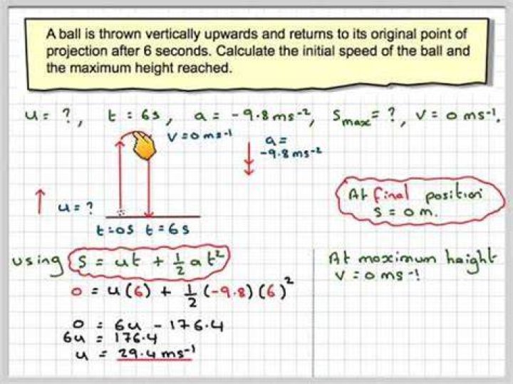 How do you find the maximum height of a ball thrown up in physics?