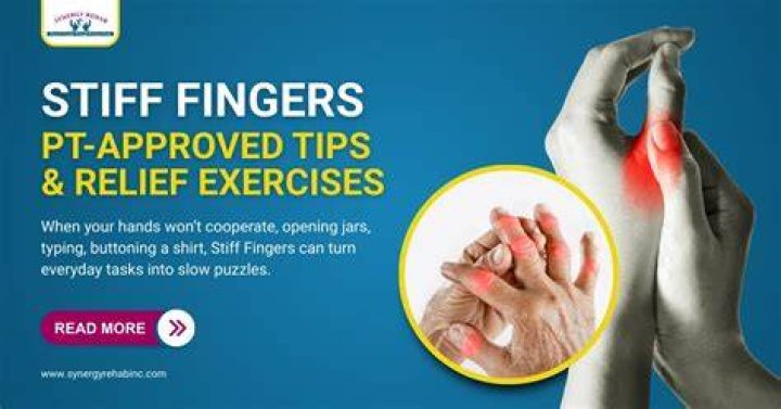 How do you massage a stiff finger joint?