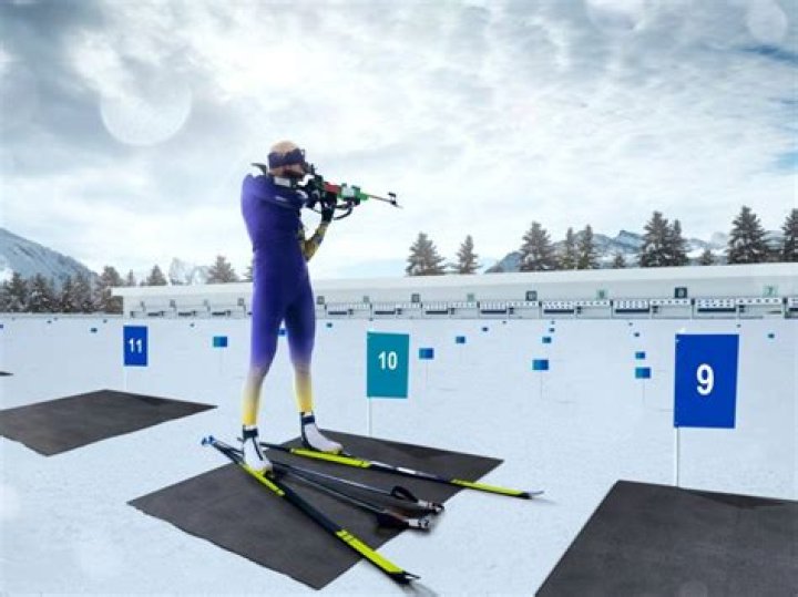 How far away is the target in the biathlon?