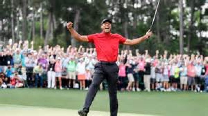 How many strokes did Tiger Woods win by?