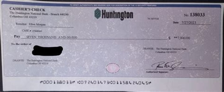 How much is cashier's check at Bank of America?