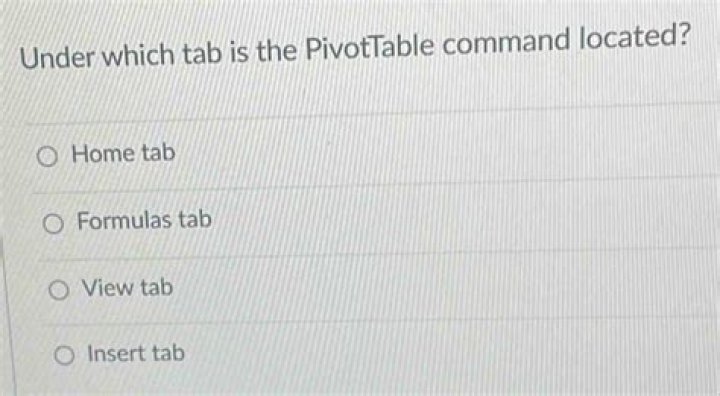Under which tab is the PivotTable command?