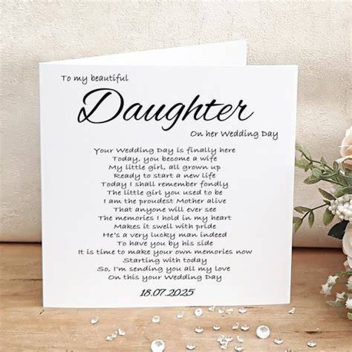 What a mother says to her daughter on her wedding day?
