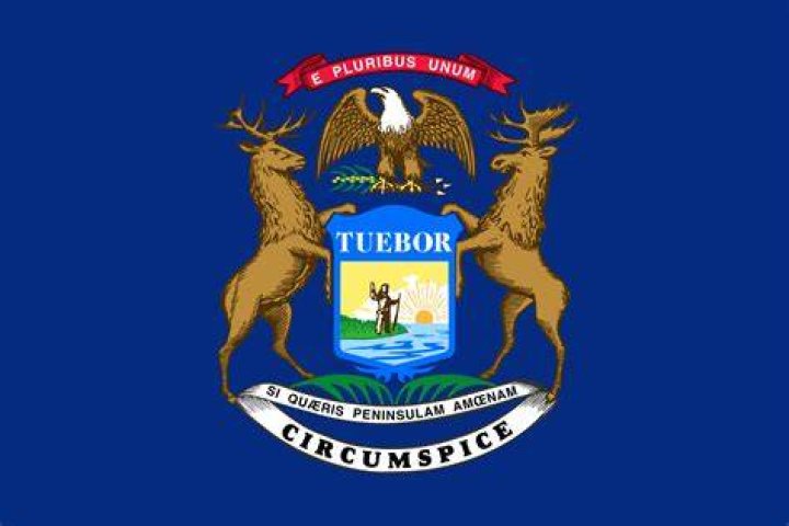 What animal is on the Michigan State flag?