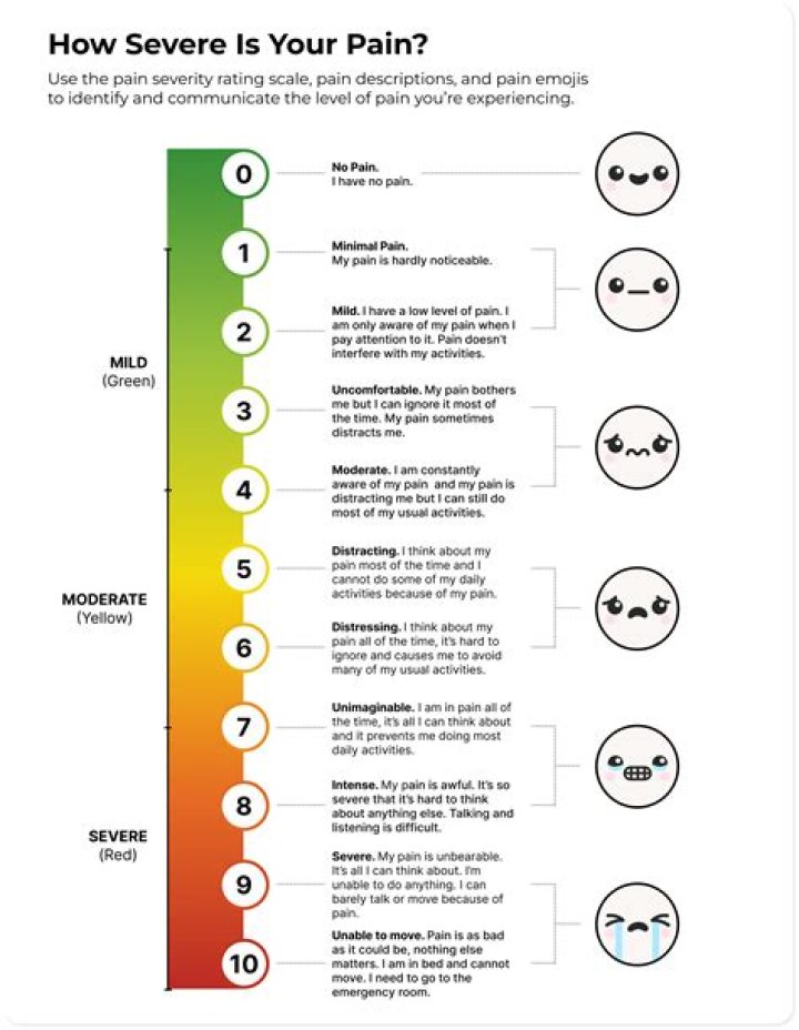 What are the 10 levels of pain?