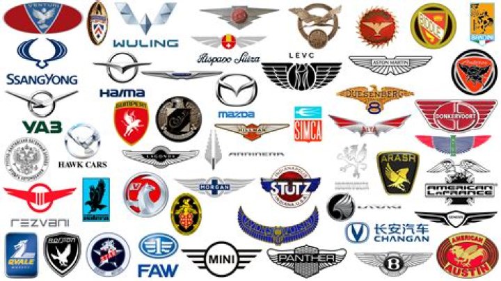 What car logo has a person being killed?