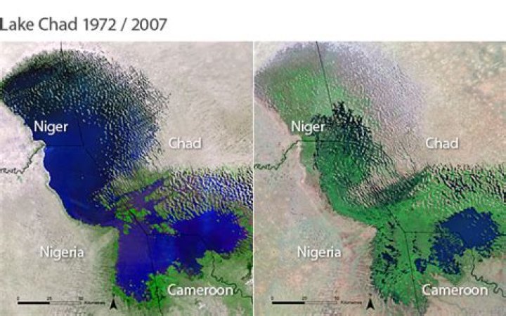 What caused Lake Chad to dry up?