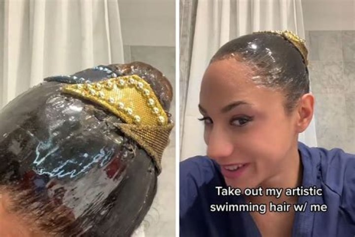 What do artistic swimmers wear on their head?