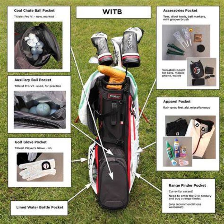 What do you put in the pockets of a golf bag?