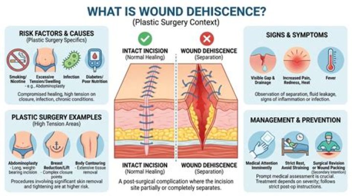 What does wound dehiscence look like?