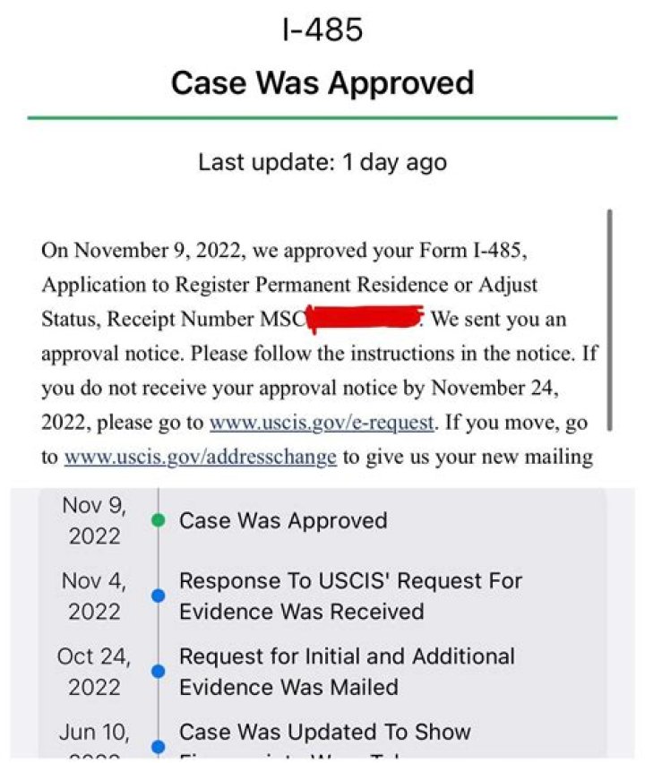 What happens after I-485 approval notice?