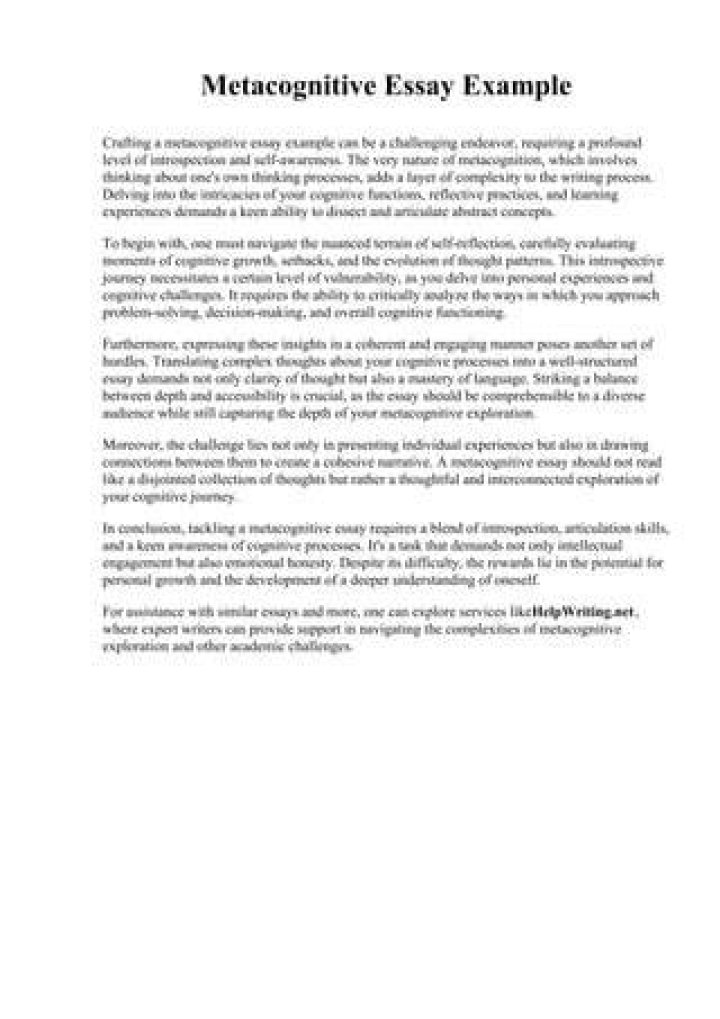 What is a metacognitive essay?