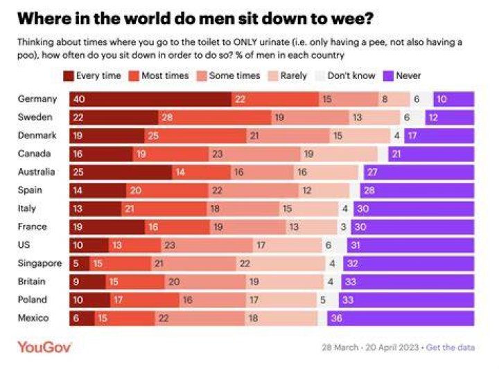What percentage of guys sit down to pee?