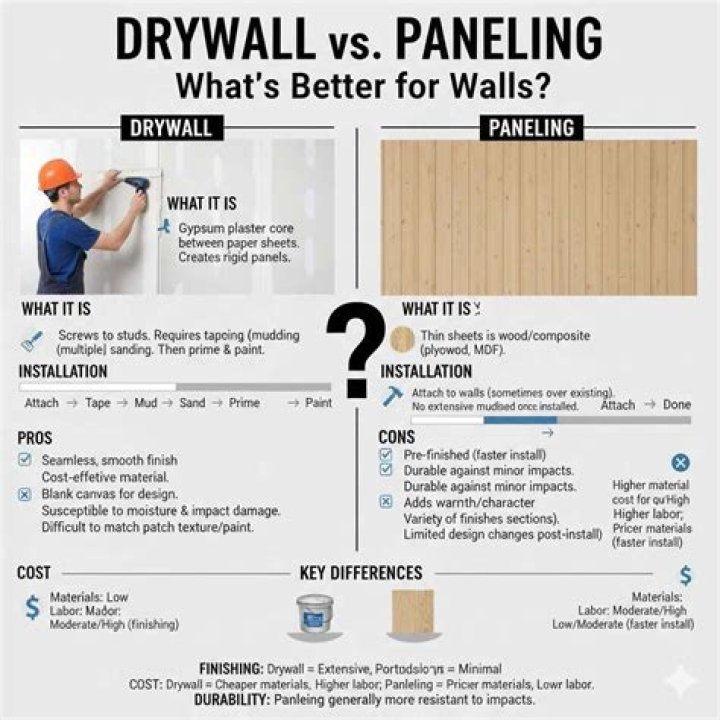 Which is better drywall or paneling?