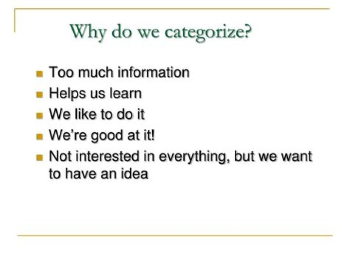 Why do we categorize?