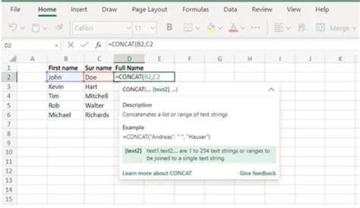 Why does CONCATENATE not work in Excel?